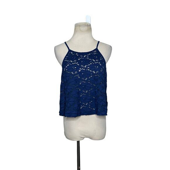 Express blue eyelet racer back tank top Cami Size M - Picture 8 of 11